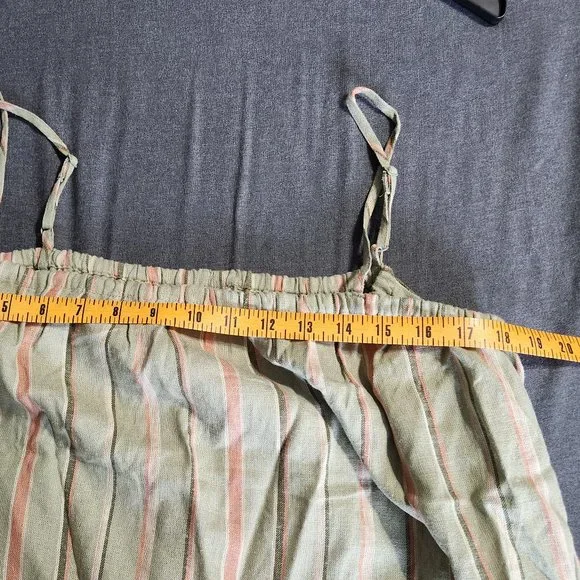 Women's Easy Linen Tank Dress - A New Day™ Green Striped XXL w/ pockets! nwt - Picture 3 of 7